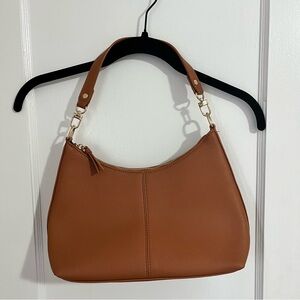 Chic Tan Faux Leather Shoulder Bag